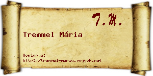 Tremmel Mária névjegykártya
